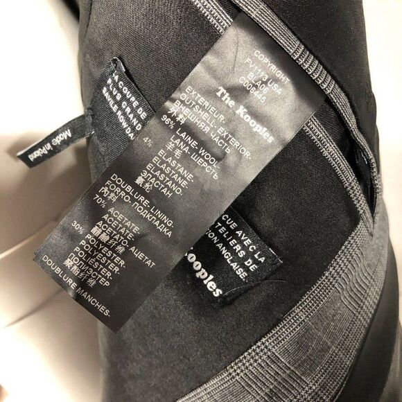 Womens The Kooples Grey Glen Check Cropped Leather Trim Blazer Jacket Size 34 XS - Picture 6 of 7